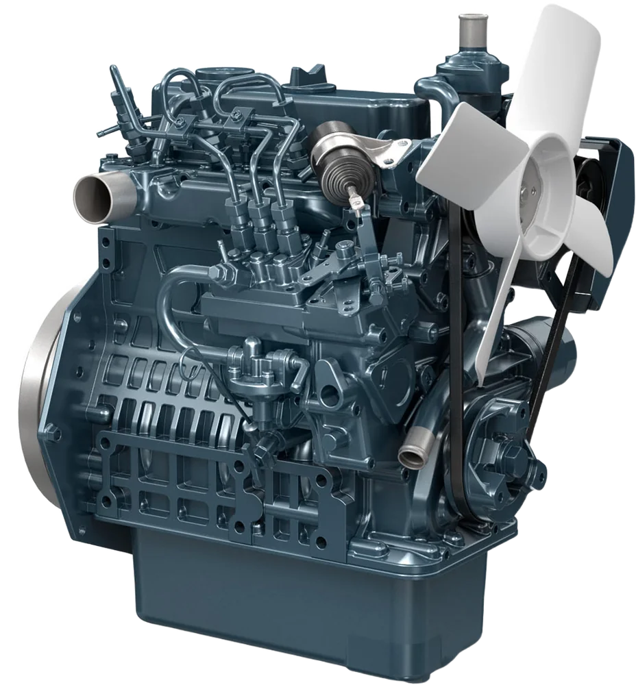Motor diésel Kubota D902-E4B, 25 HP, 3 cilindros, Serie Super Mini — distribuidor oficial en Chile