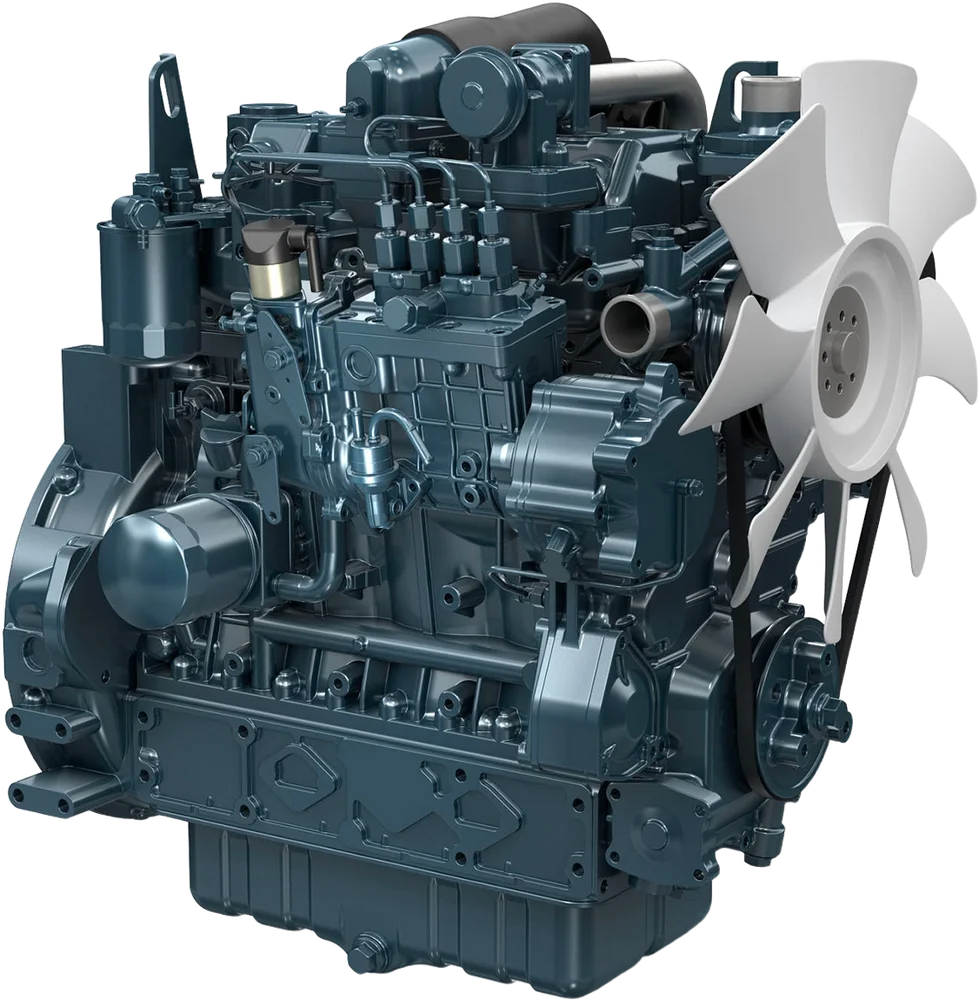 Motor diésel Kubota V3800DI-T-E3B turboalimentado, 99 HP, 4 cilindros, inyección directa, Serie V — distribuidor oficial en Chile